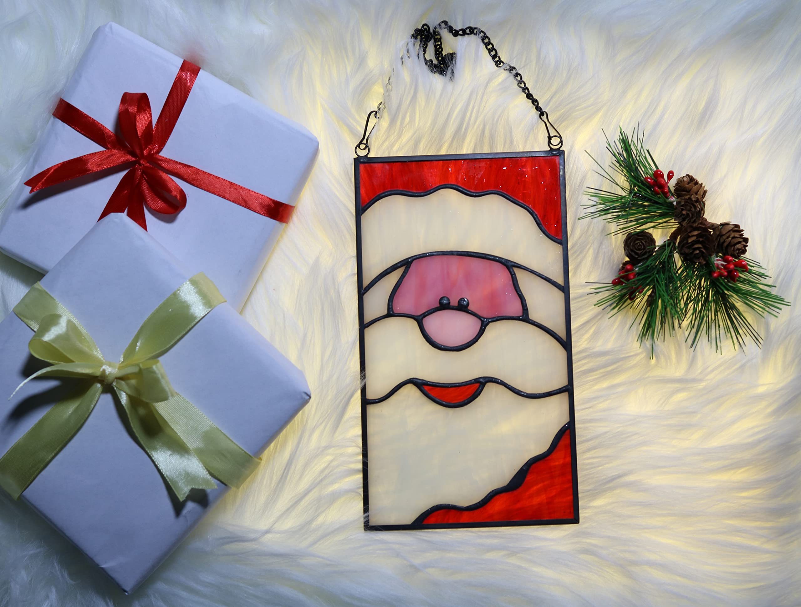 Amazon.co.jp: BOXCASA サンタパネル ステンドグラス ウィンドウ